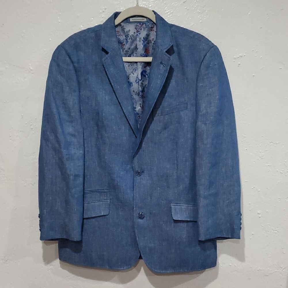 Bachrach 100% Linen Men's Blue Blazer Size 44R